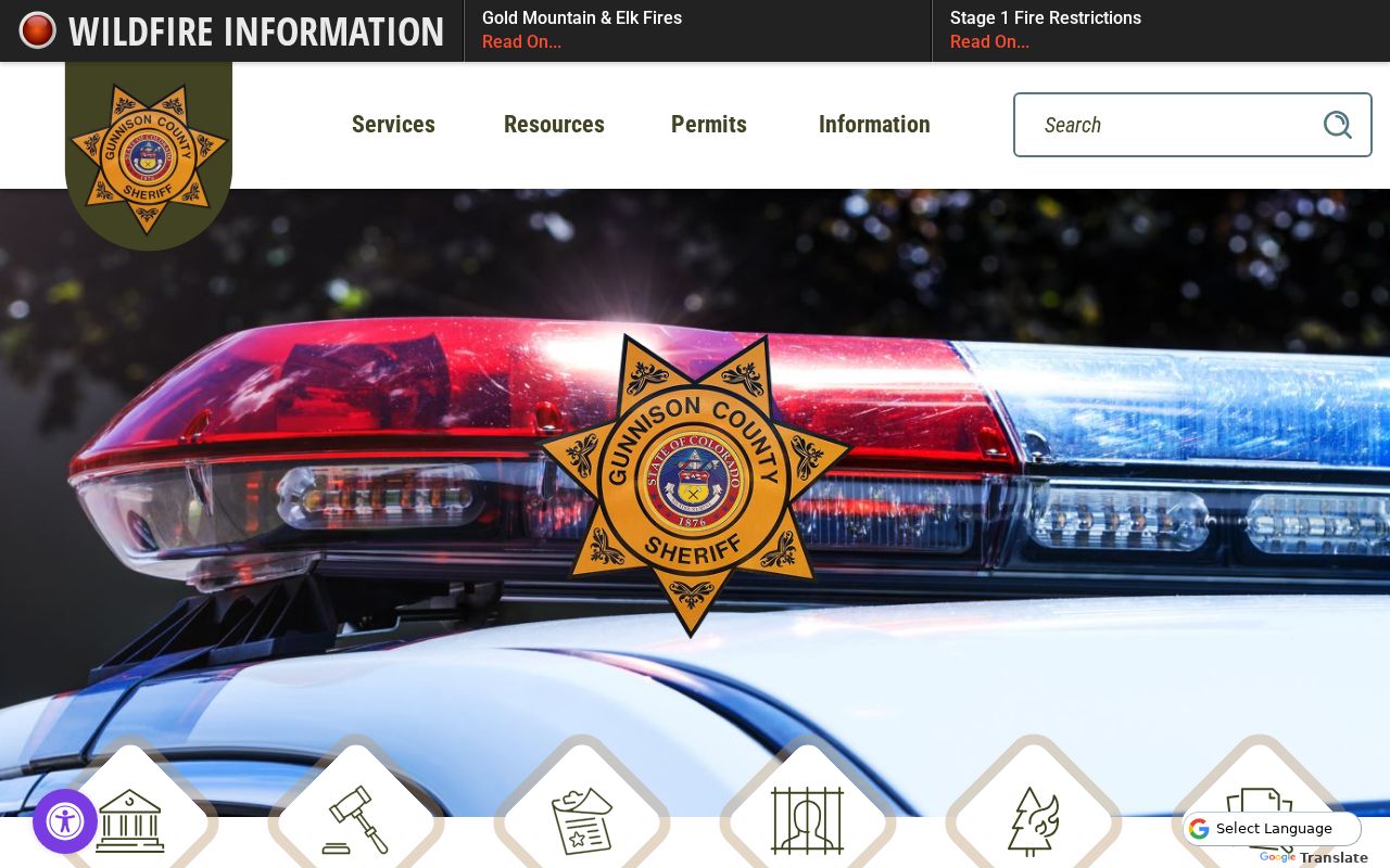 Official Gunnison County Sheriff's Office webpage with public contact information